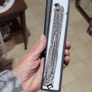 Silver Rhinestone Bracelet 7 inch